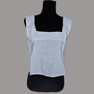 White Crop Square Neck Linen Tank by The Workshop, Size L, NWT
